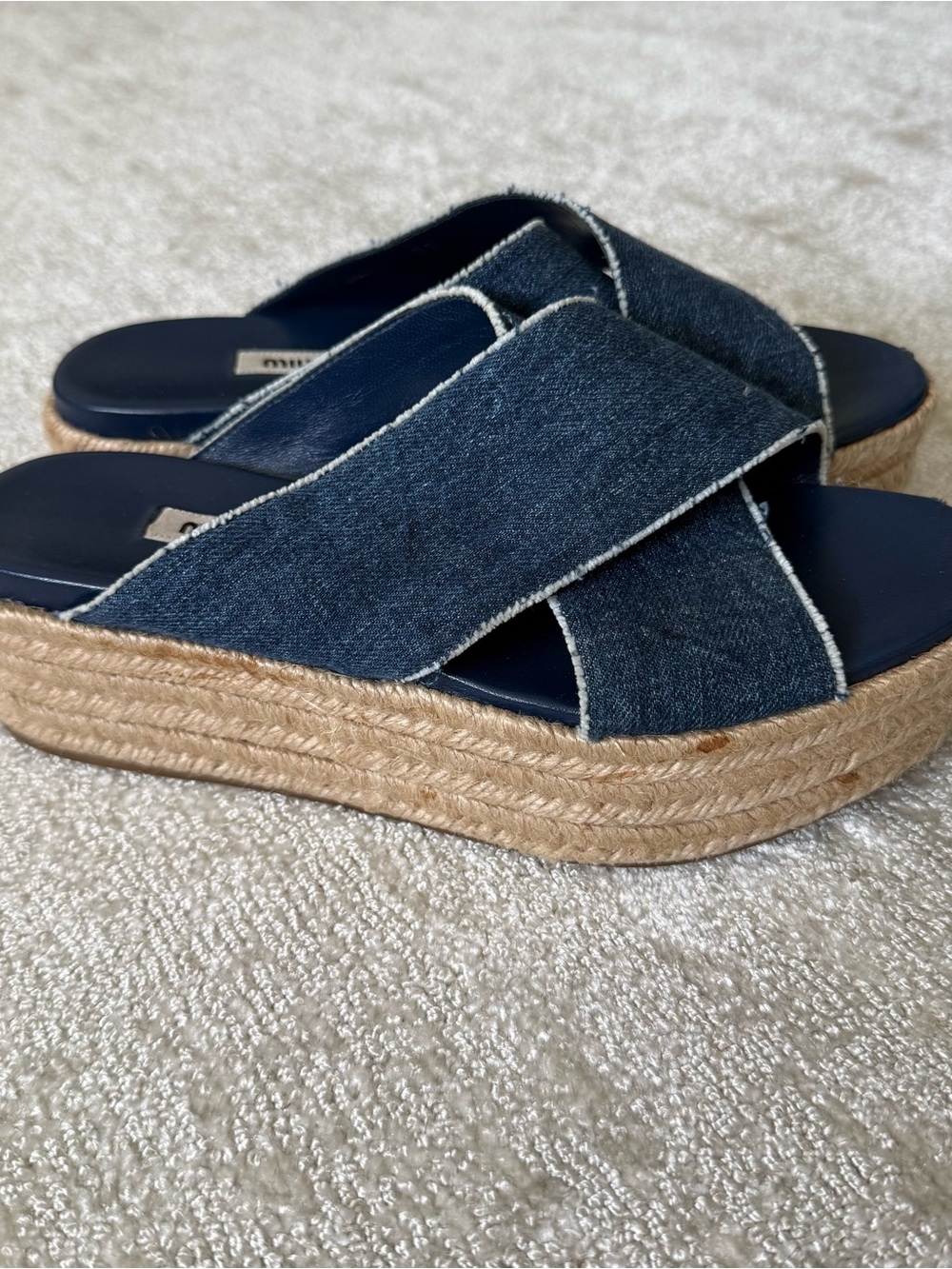Miu Miu Denim Espadrilles Platform Wedges 37